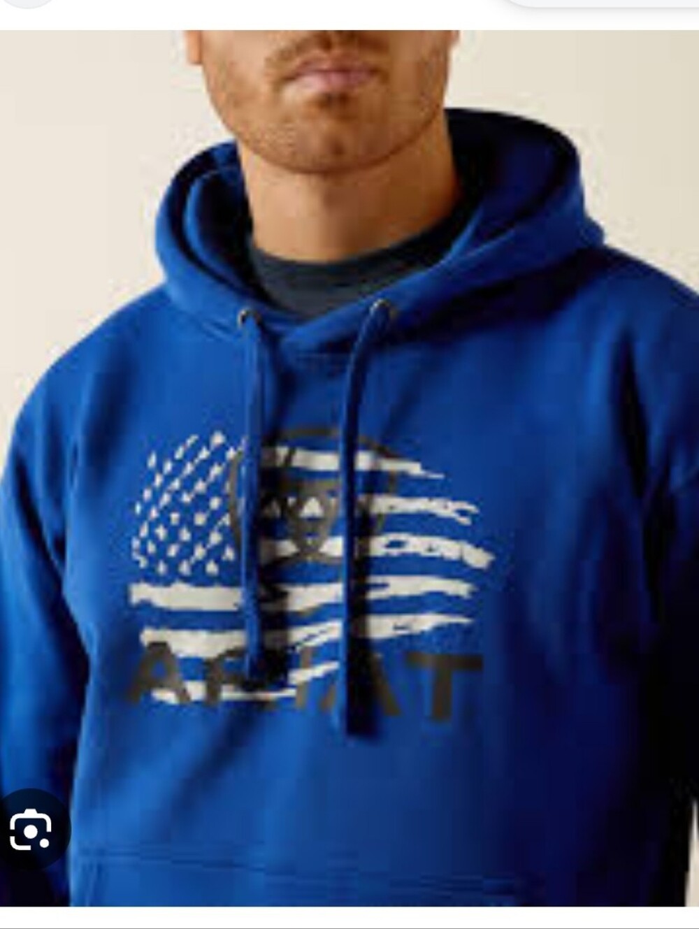 Ariat Men’s Hoodie in Royal Blue with Flag Graphic